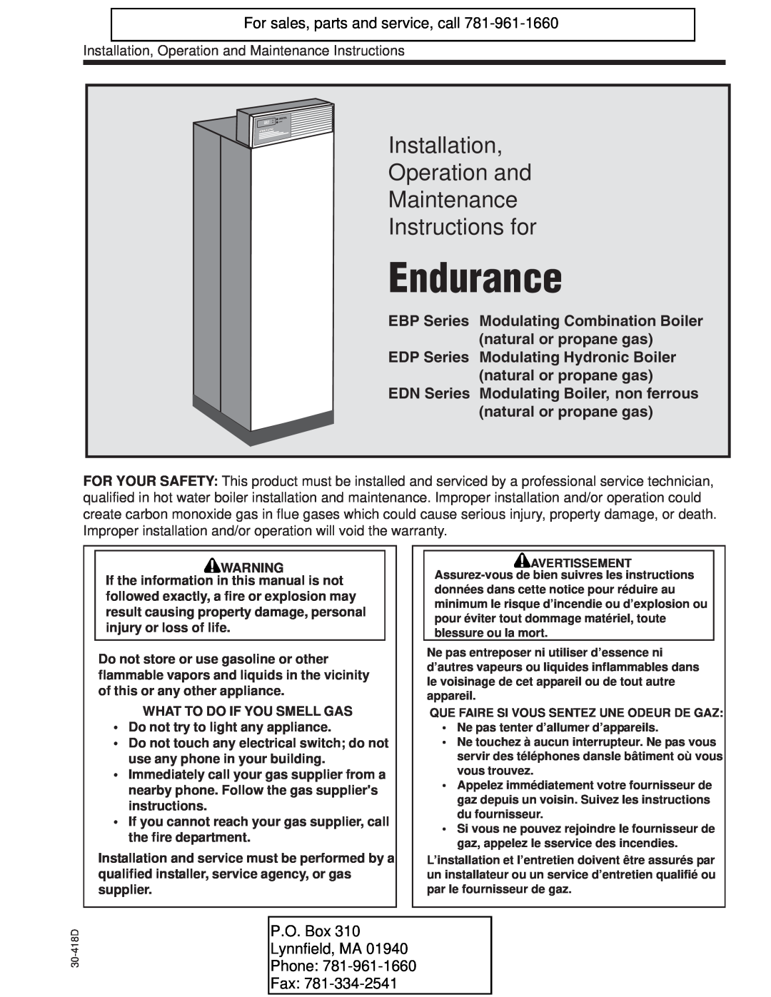 Whirlpool EDP/EDN warranty For sales, parts and service, call, P.O. Box Lynnfield, MA Phone Fax, Endurance 