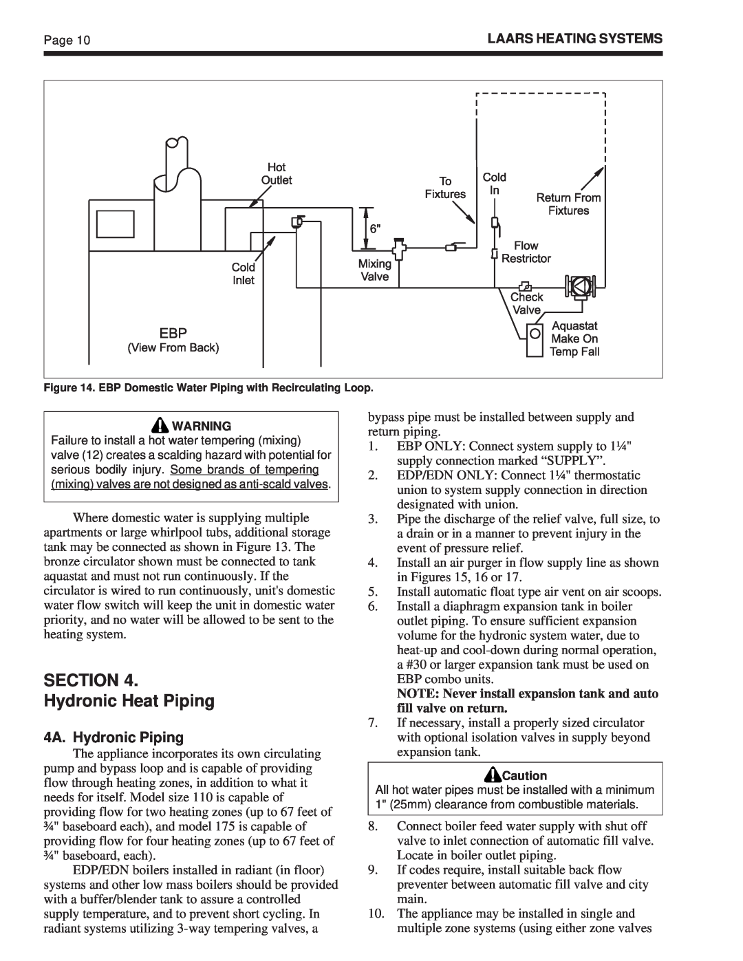 Whirlpool EDP/EDN warranty SECTION Hydronic Heat Piping, 4A. Hydronic Piping 