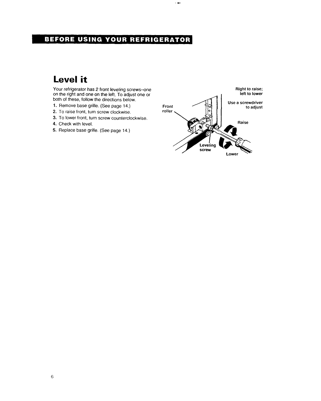 Whirlpool EDZZDK important safety instructions Level it 