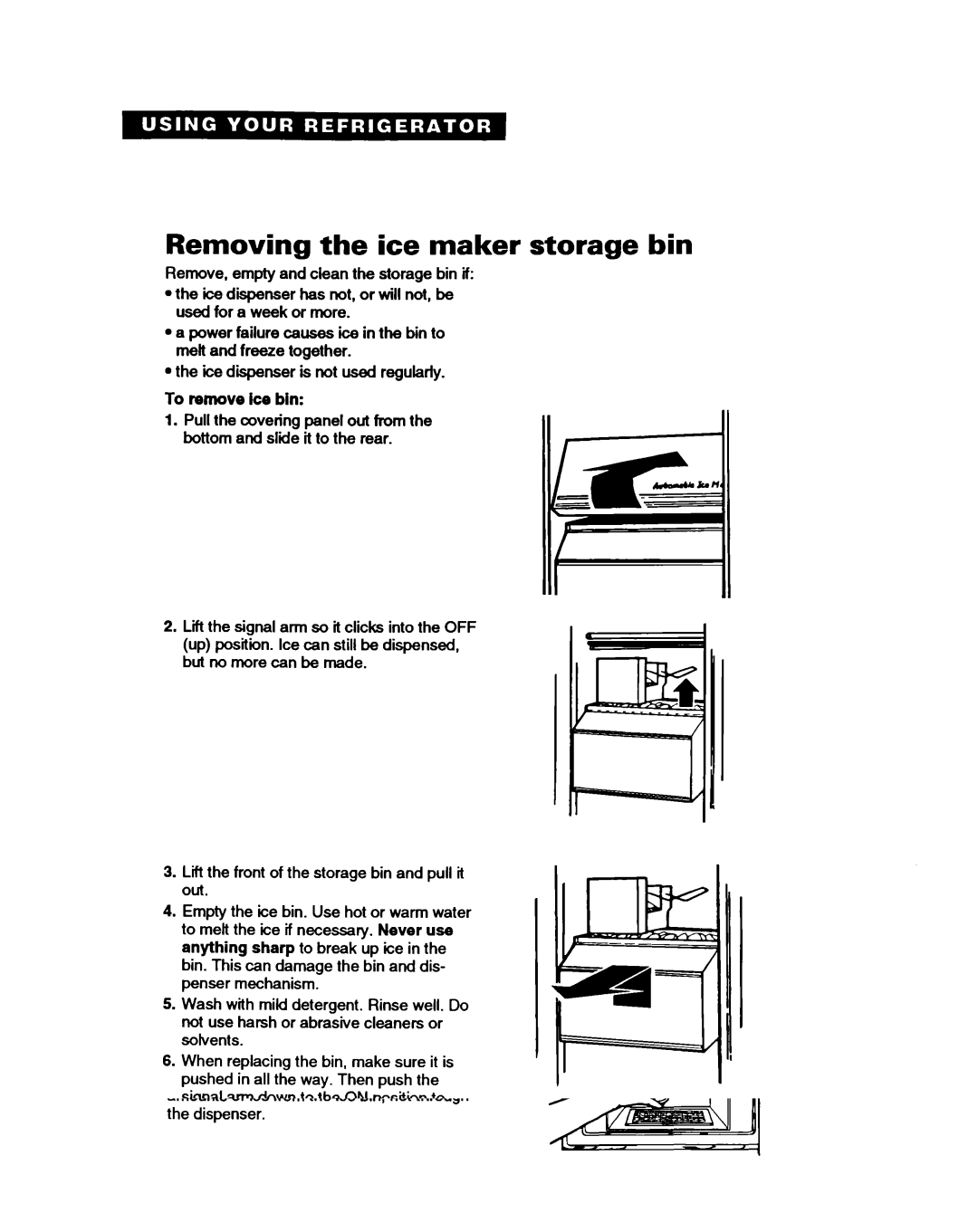 Whirlpool EDZZDQ manual Removing the ice maker storage bin, To remove Ice bin 