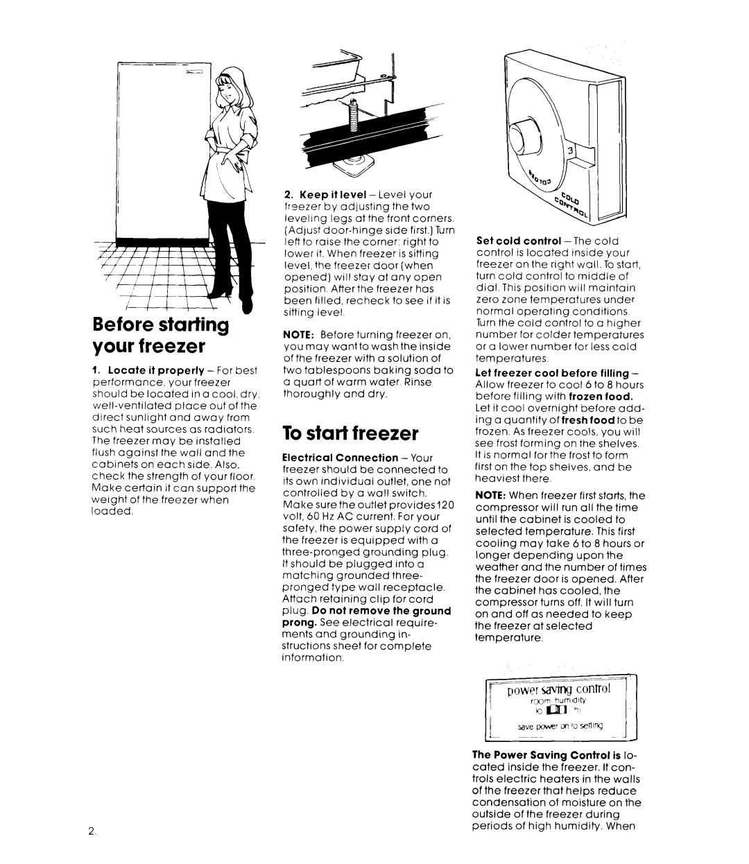 Whirlpool EEV 202X manual Before starting your freezer, To stari freezer 