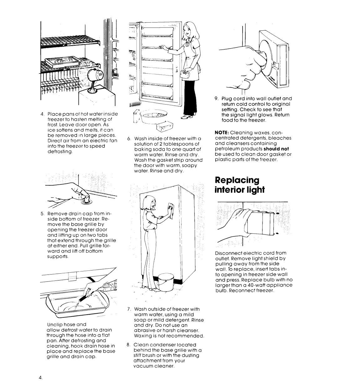 Whirlpool EEV 202X manual Replacing interior light 