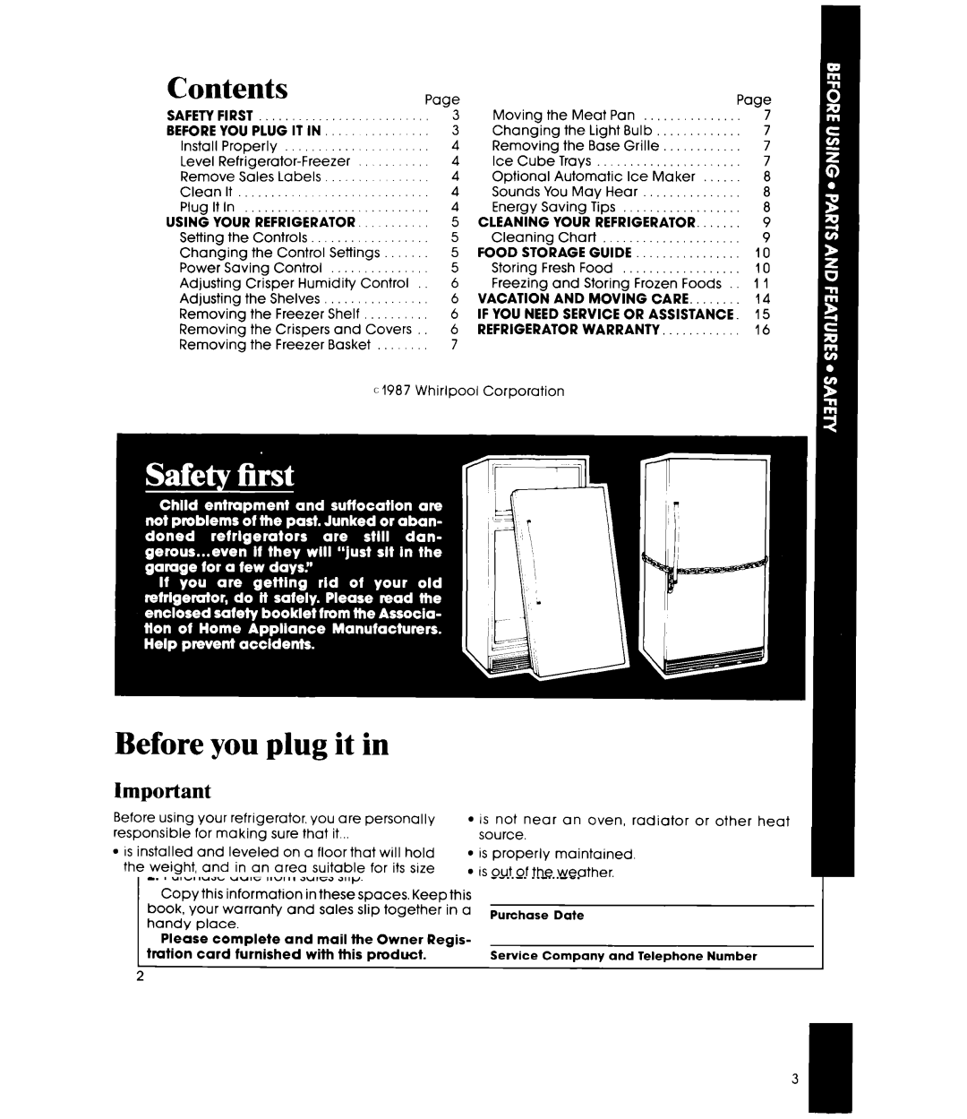 Whirlpool EF19MK manual Before you plug it 