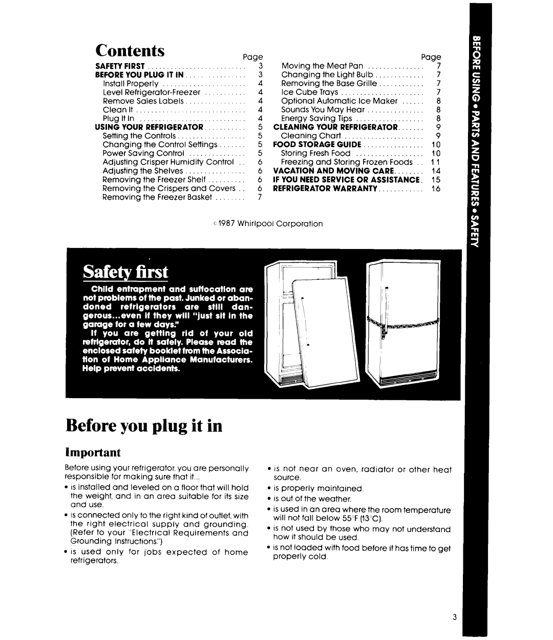 Whirlpool EF19MK manual Before you plug it in, Contents 