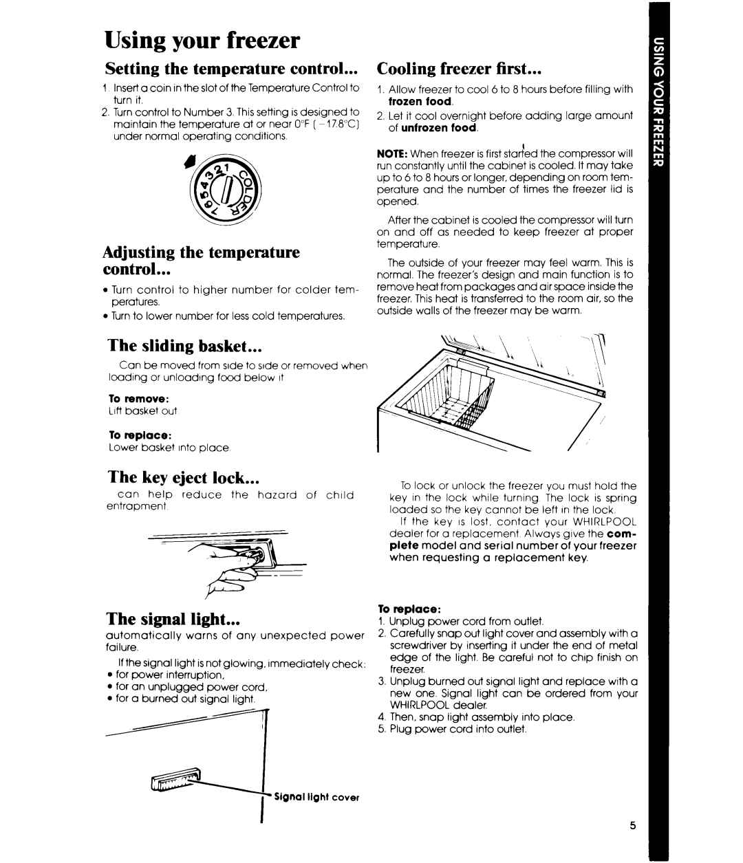 Whirlpool EH090F, EH060F manual Using your freezer 