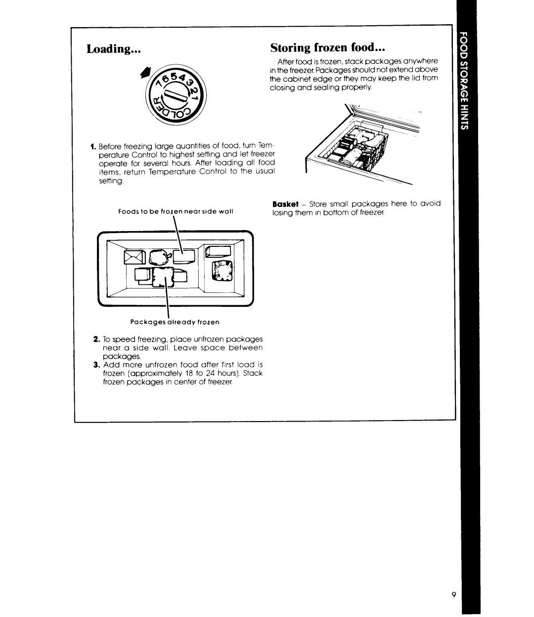 Whirlpool EH120F manual Loading Storing, Food 