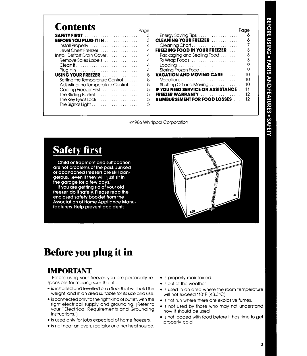 Whirlpool EH120F manual Contents, Before you plug it in 