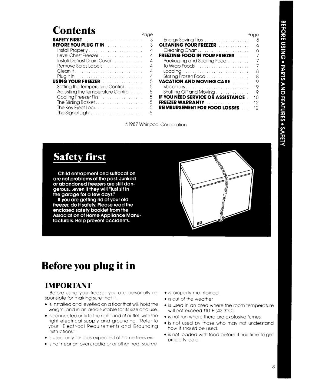 Whirlpool EH150C manual Contents, Before you plug it 