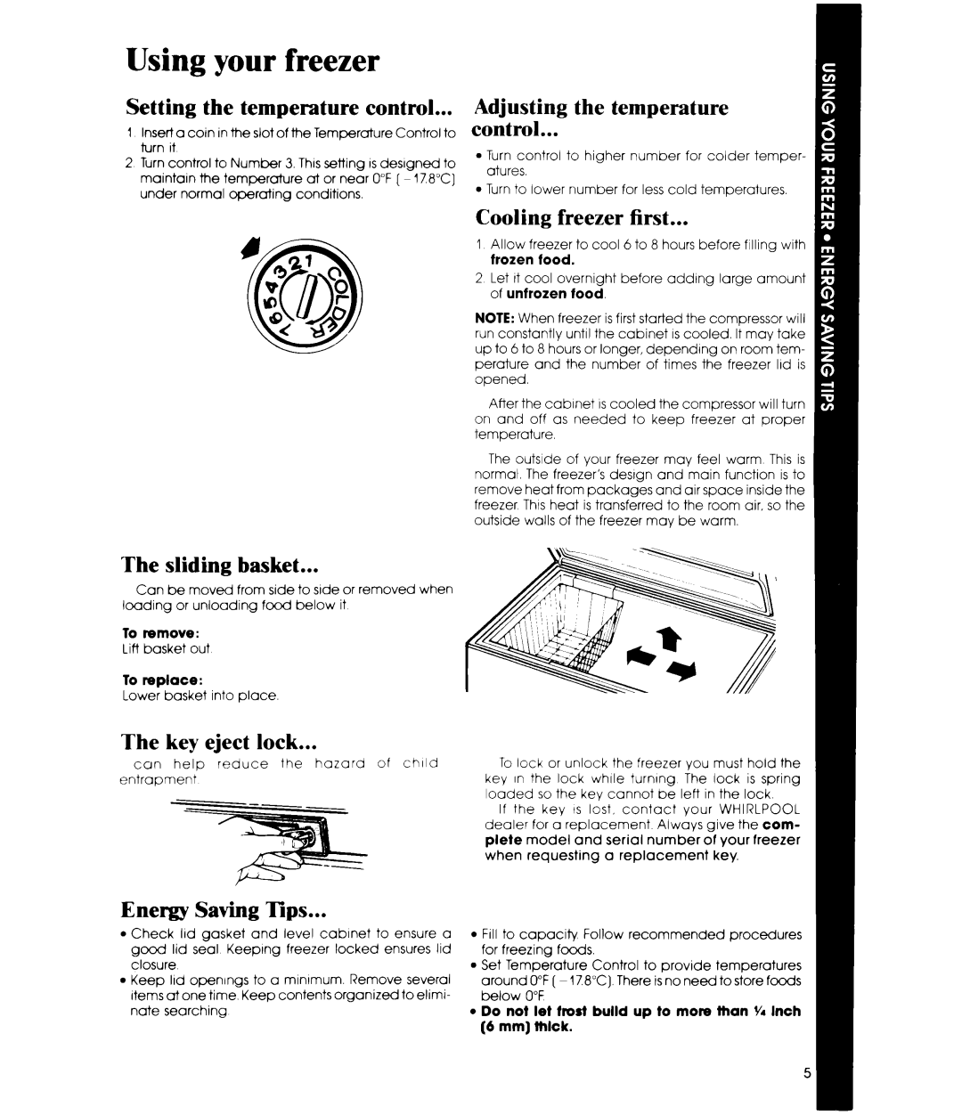 Whirlpool EH150C manual Using your freezer 