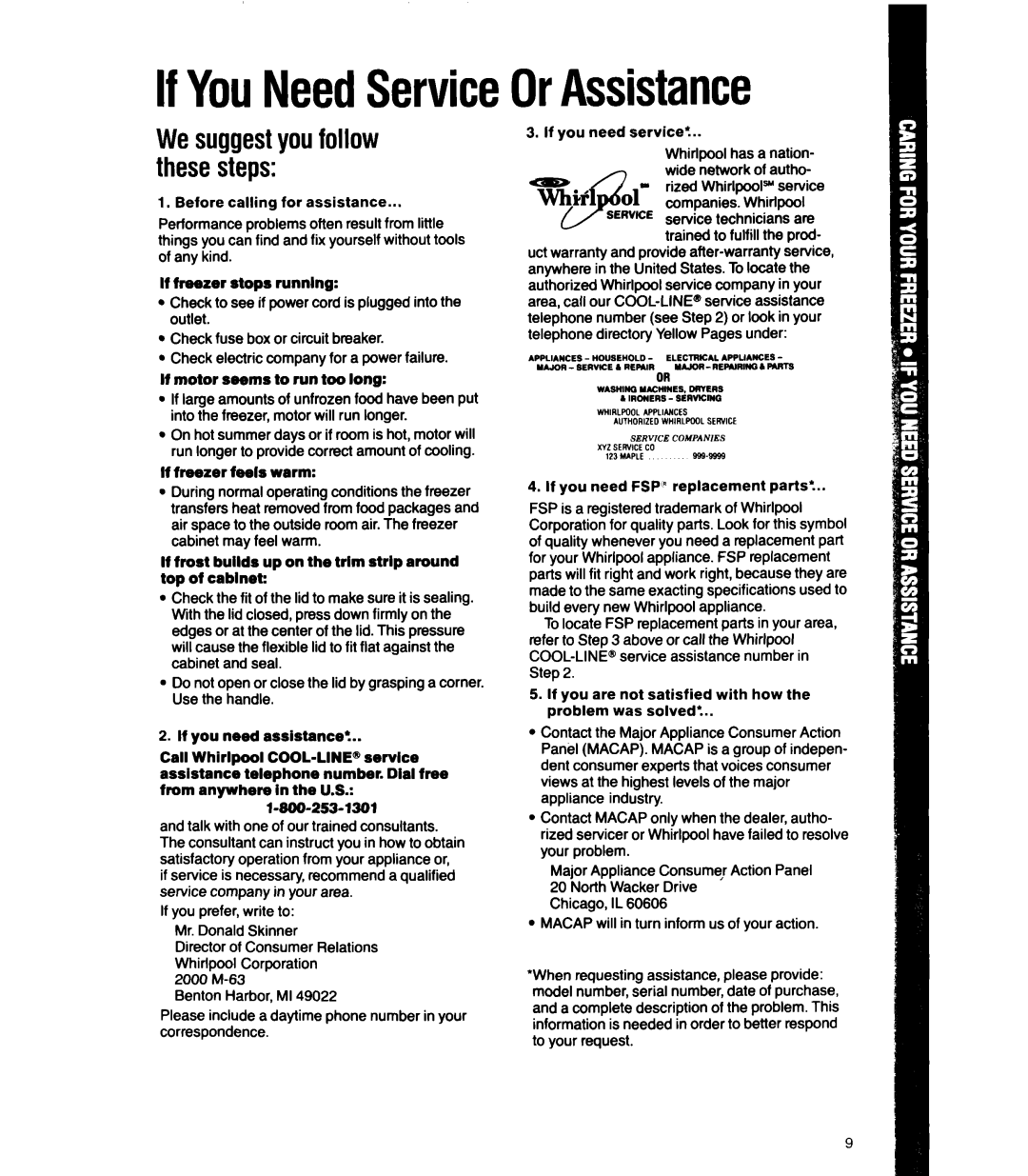 Whirlpool EH050FX, EH220FX IfYouNeedServiceOrAssistance, If you prefer, write to Mr. Donald Skinner, Companies. Whirlpool 