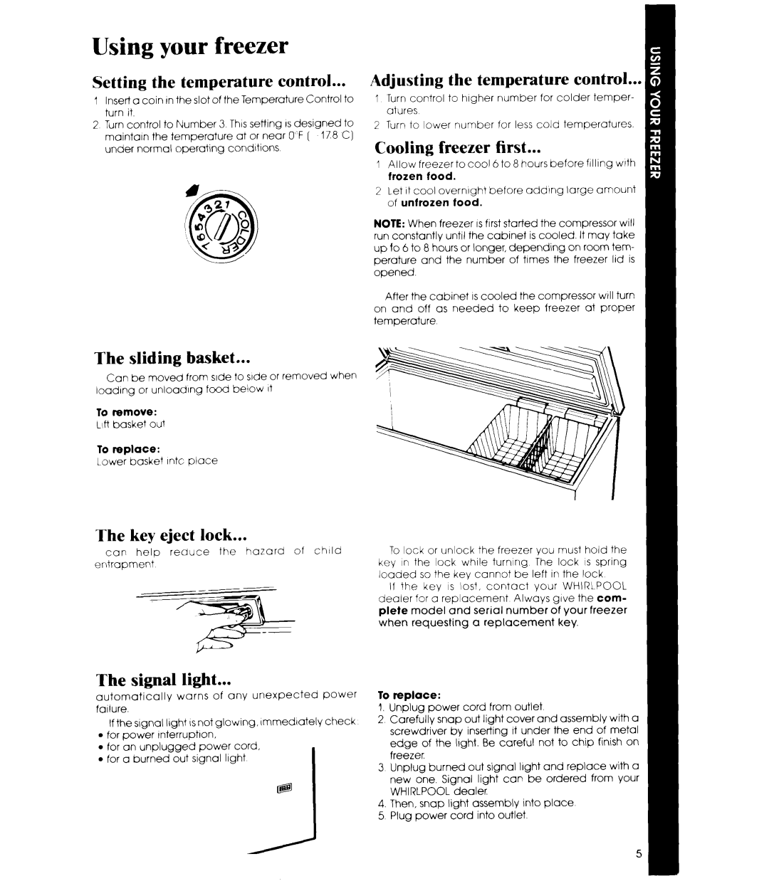 Whirlpool EH270F, EH230F, EH180F, EH150F manual Using your freezer 