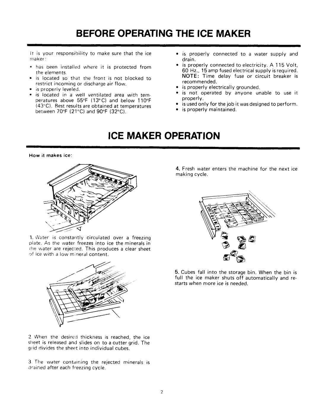 Whirlpool EHC511 manual Before Operating the ICE Maker, ICE Maker Operation 