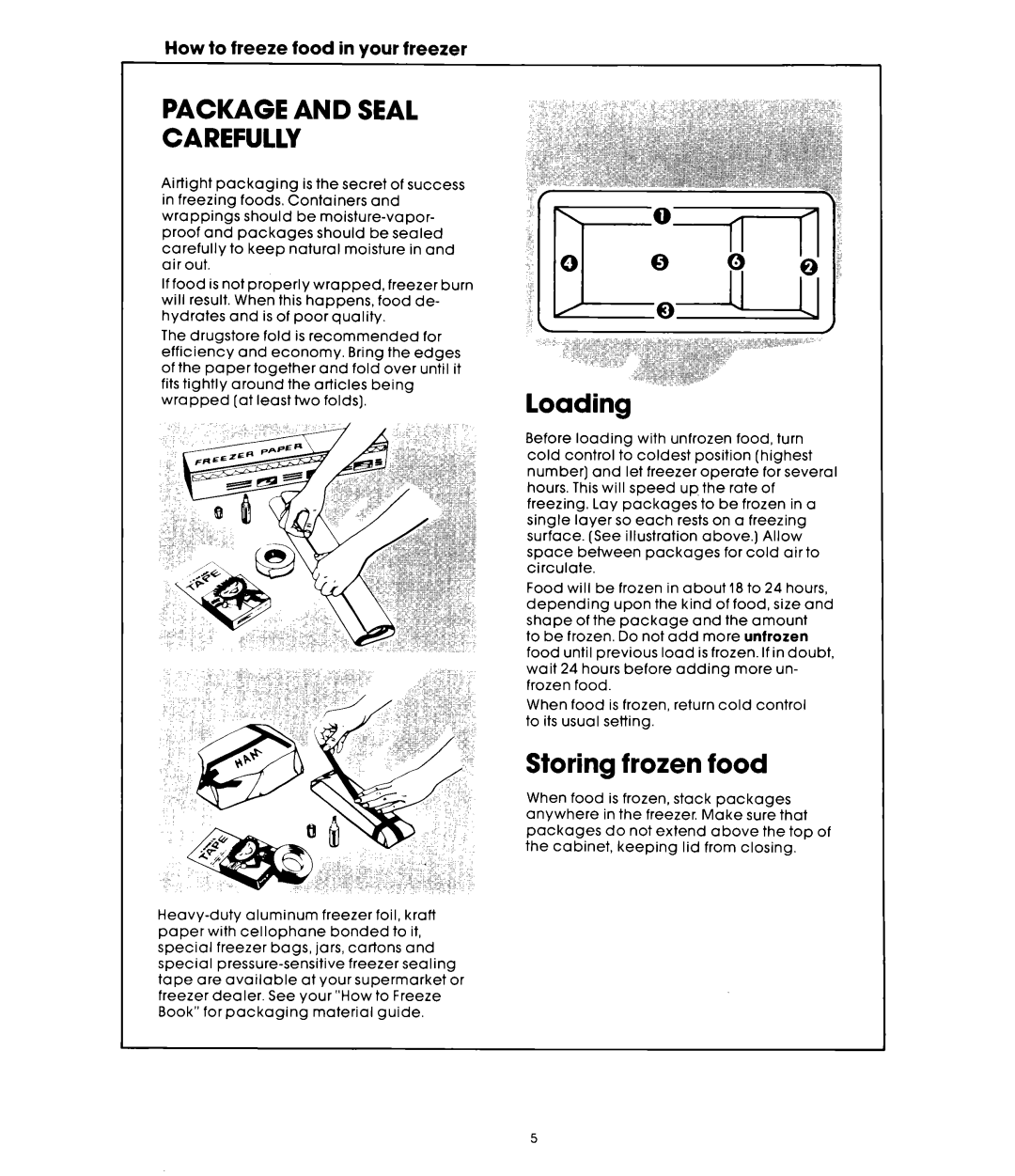 Whirlpool EHH-150CW manual Loading, Storing frozen food 