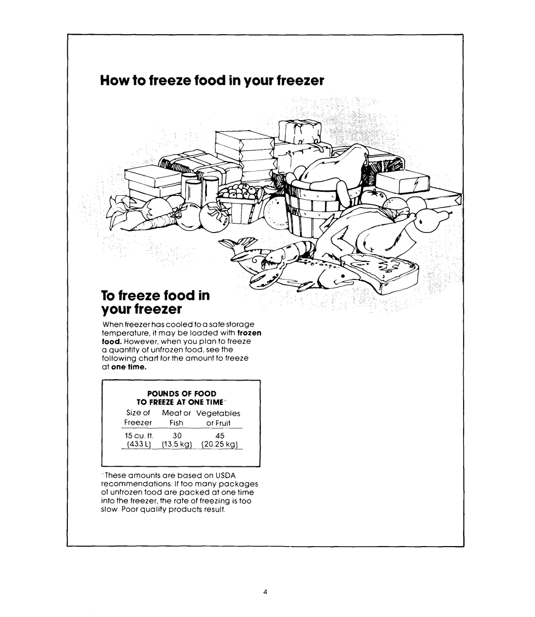 Whirlpool EHH-150CW manual How to freeze food in your freezer, To freeze food in your freezer 