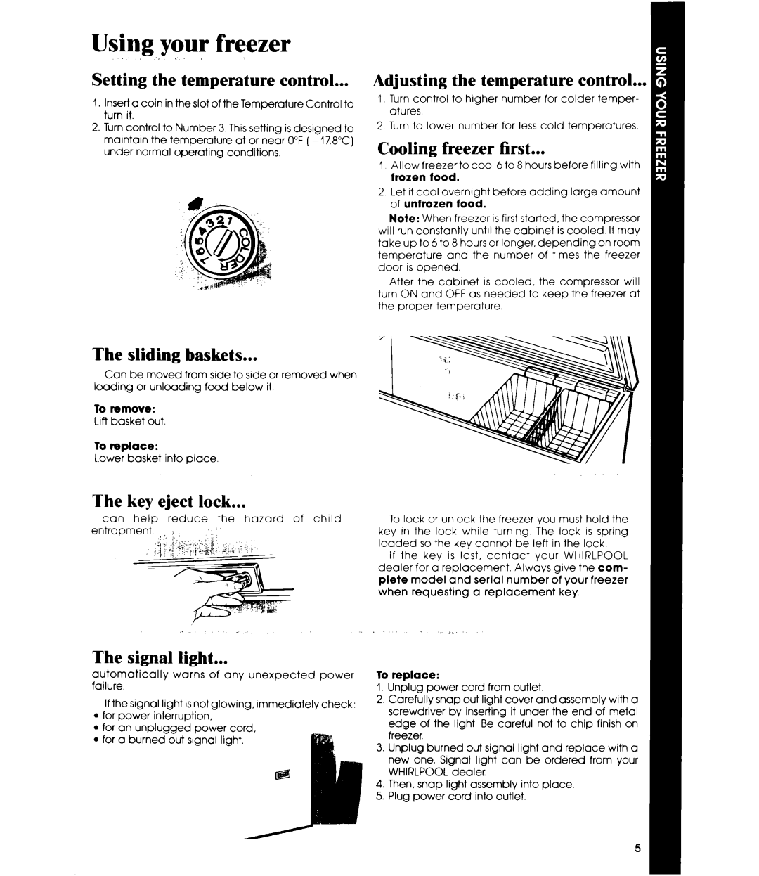 Whirlpool EH18EF, EHl5EF, EH23EF manual Using .your freezer 