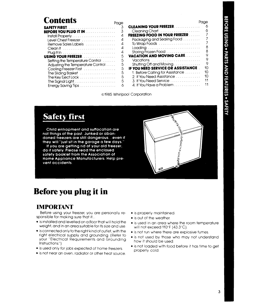 Whirlpool EHOGOF, EHOSOF manual Contents, Before you plug it in 
