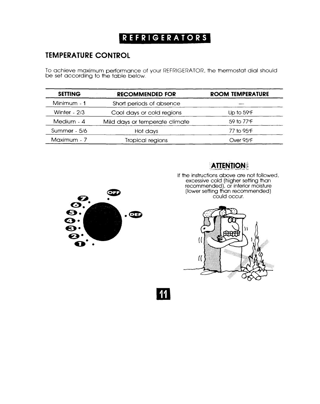 Whirlpool EL02CCXJW manual Temperaturecontrol, Setting, Recommended 