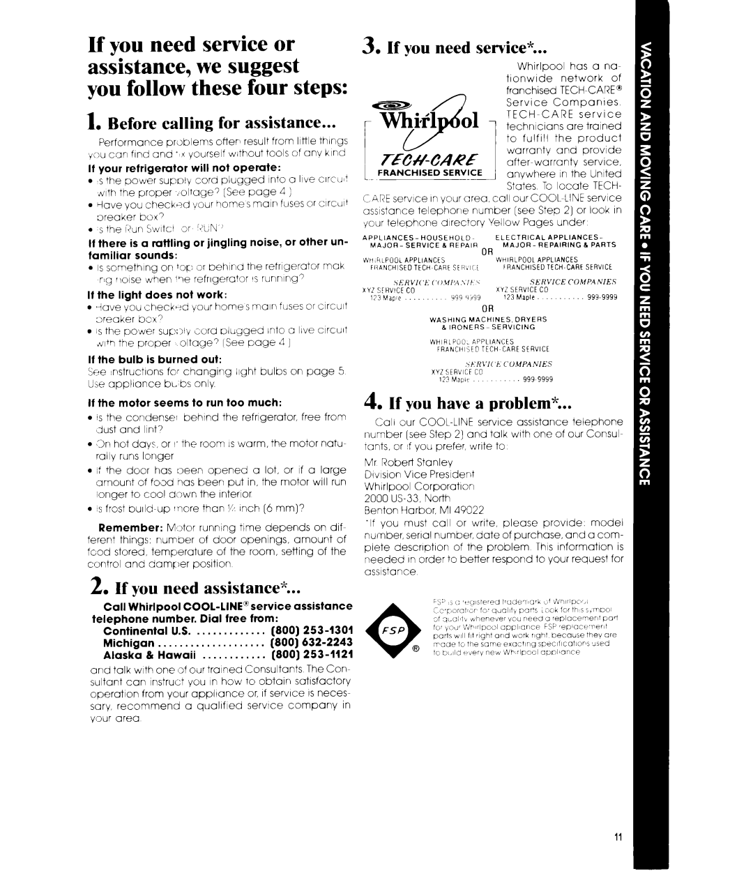 Whirlpool EL15CC manual Before calling for assistance, If you need assistance, If you need service, If you have a problem 