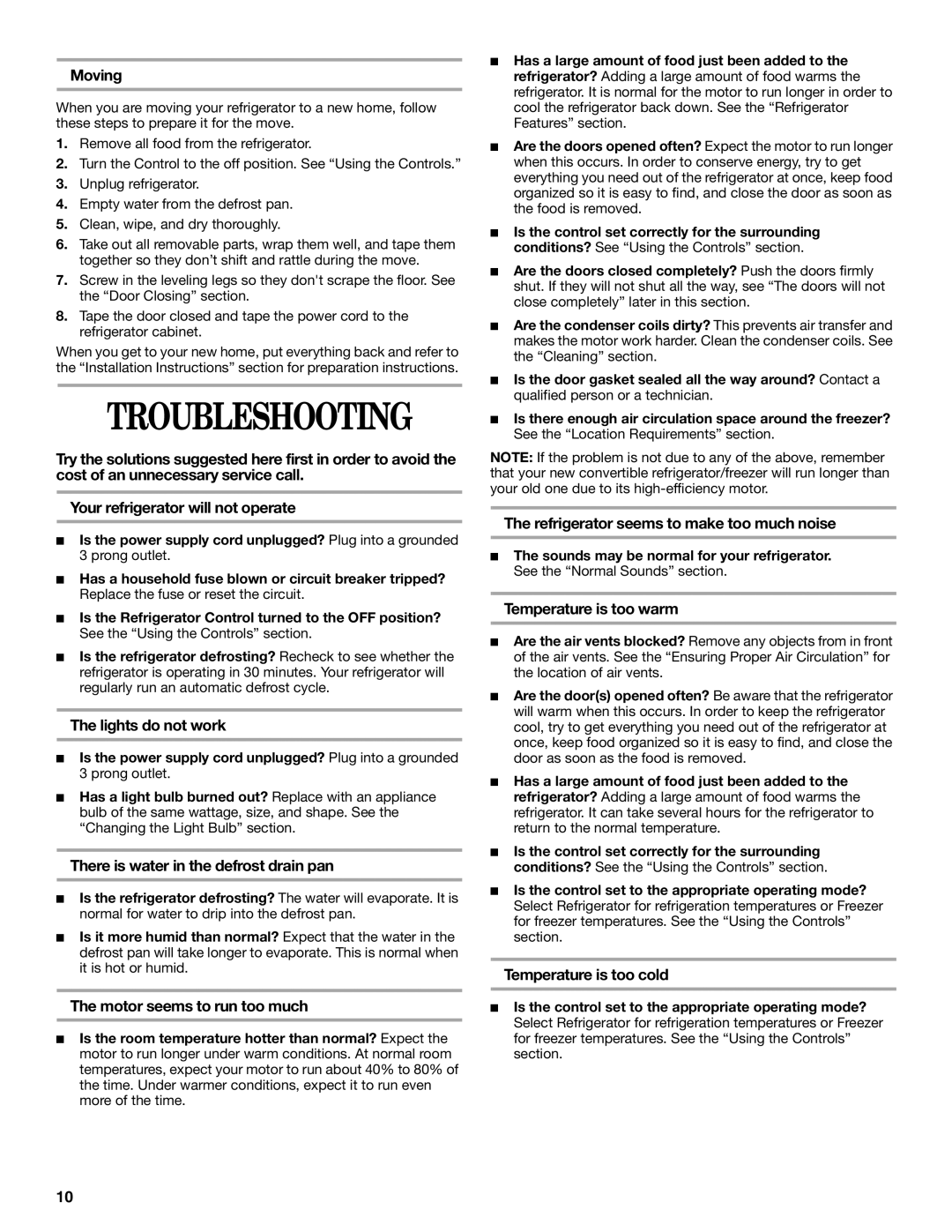 Whirlpool EL7JWKLMQ00 manual Troubleshooting 