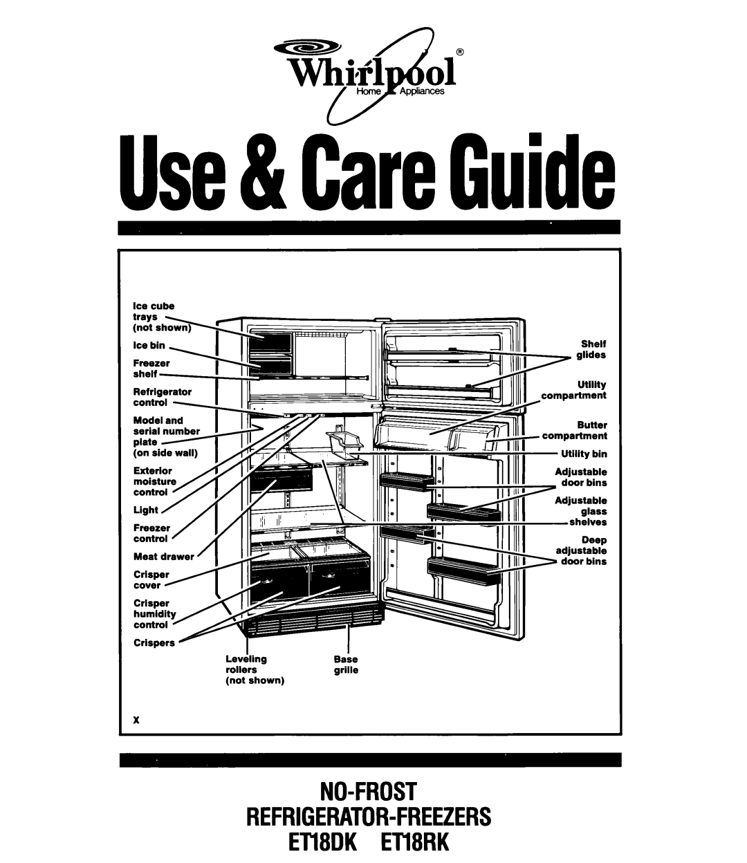 Whirlpool Ell8RK, Ell8DK manual Ice cube LevkingBake Rollersgrille not shown 