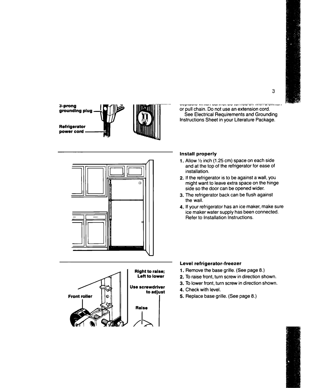 Whirlpool Ell8DK, Ell8RK manual BeforeUsingYourRefrigerator, Front, turn Screw, Use screwdriver, Check with level, Lower 