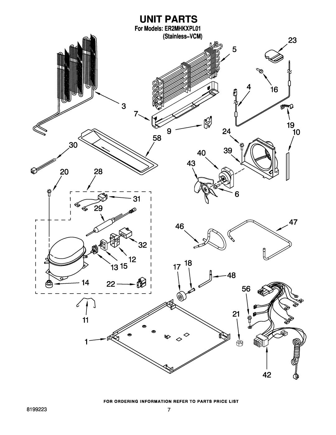 Whirlpool manual Unit Parts, For Models ER2MHKXPL01 Stainless−VCM 