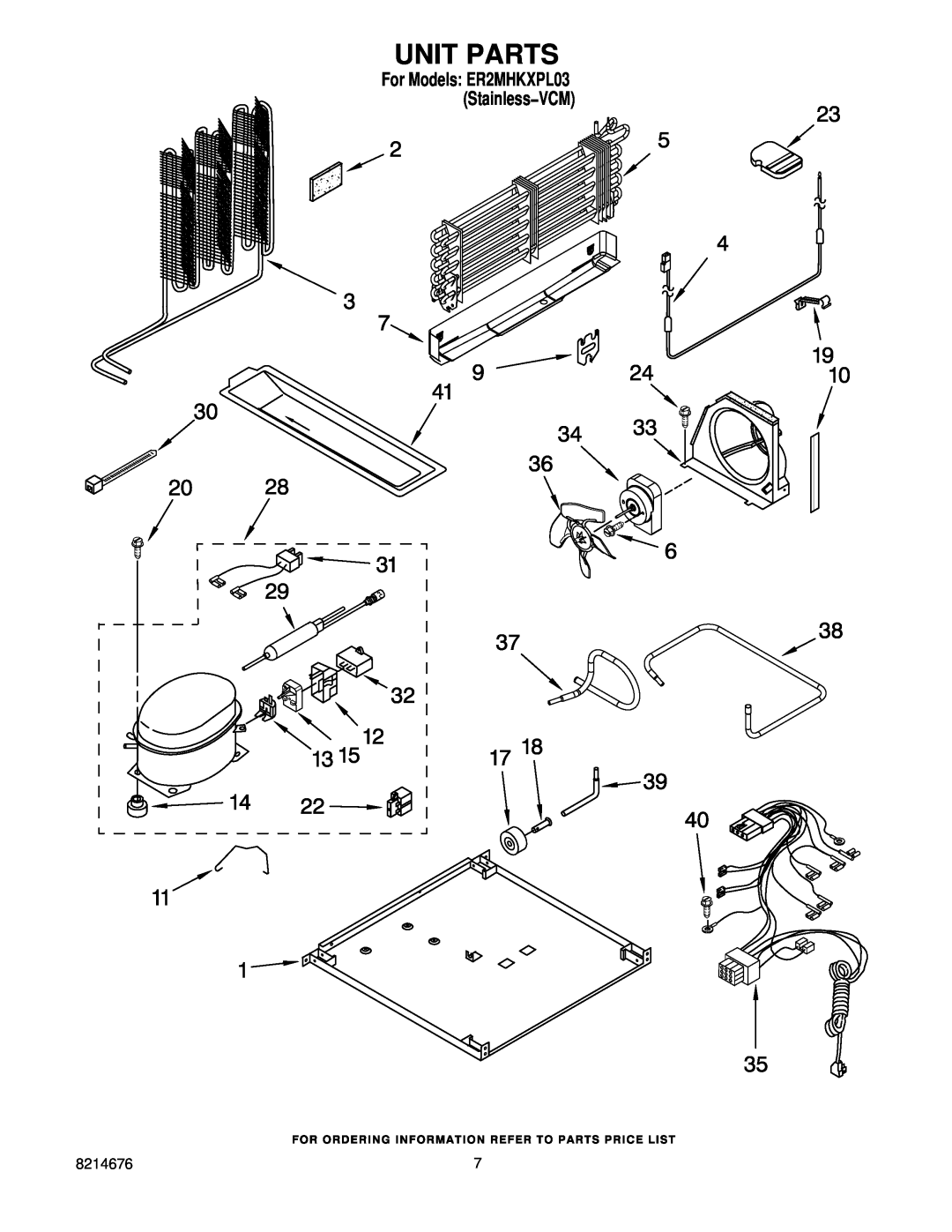 Whirlpool manual Unit Parts, For Models ER2MHKXPL03 Stainless−VCM 