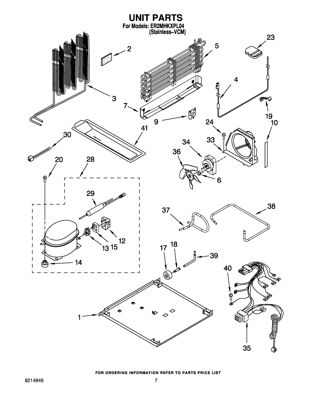 Whirlpool manual Unit Parts, For Models ER2MHKXPL04 Stainless−VCM 