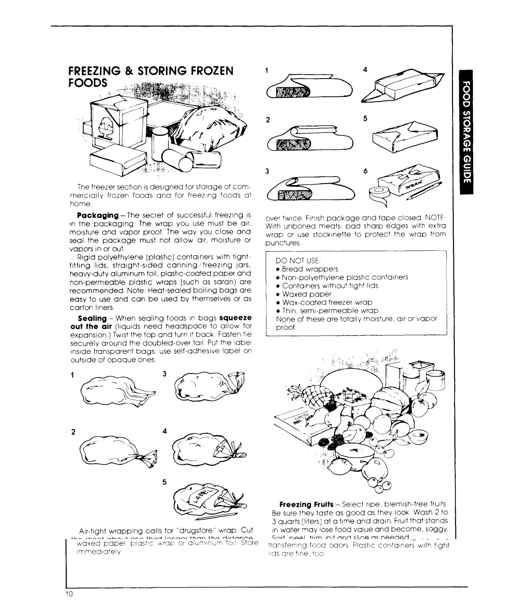 Whirlpool ET1 8MK manual Freezing & Storing Frozen, Do not USE 