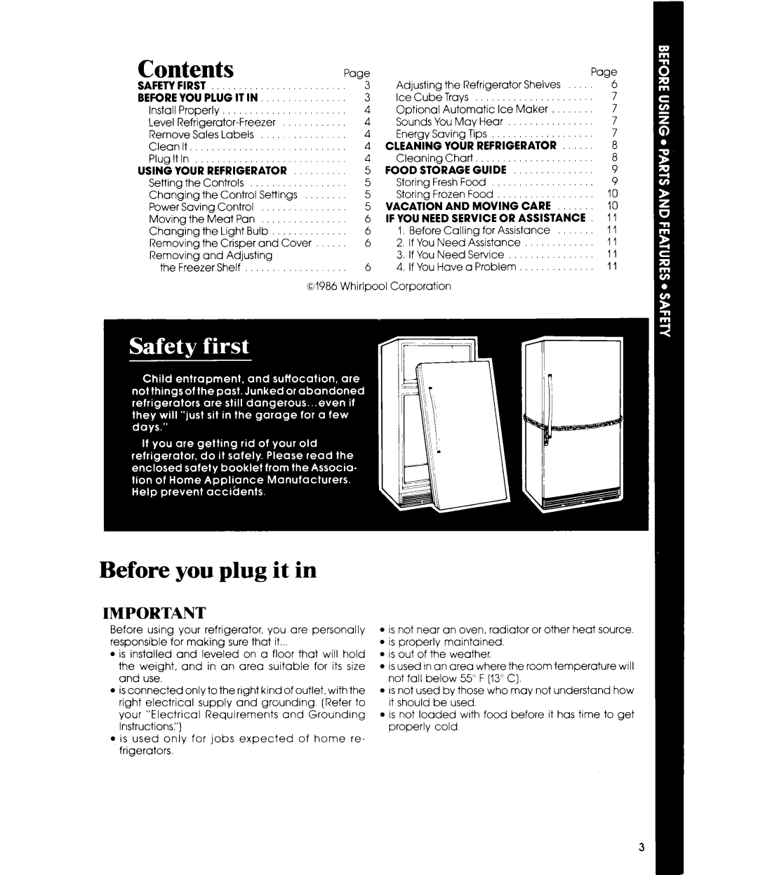 Whirlpool ET12AK manual Contents 