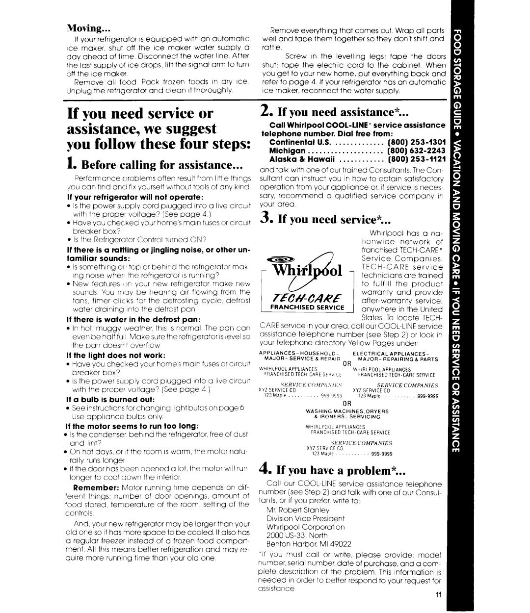 Whirlpool ET14AK manual Before calling for assistance, If you need assistance, If you need service, If you have a problem 