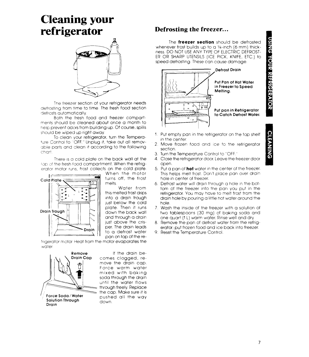 Whirlpool ET12DC, ET14DC manual Cleaning your Refrigerator, Defrosting the freezer 