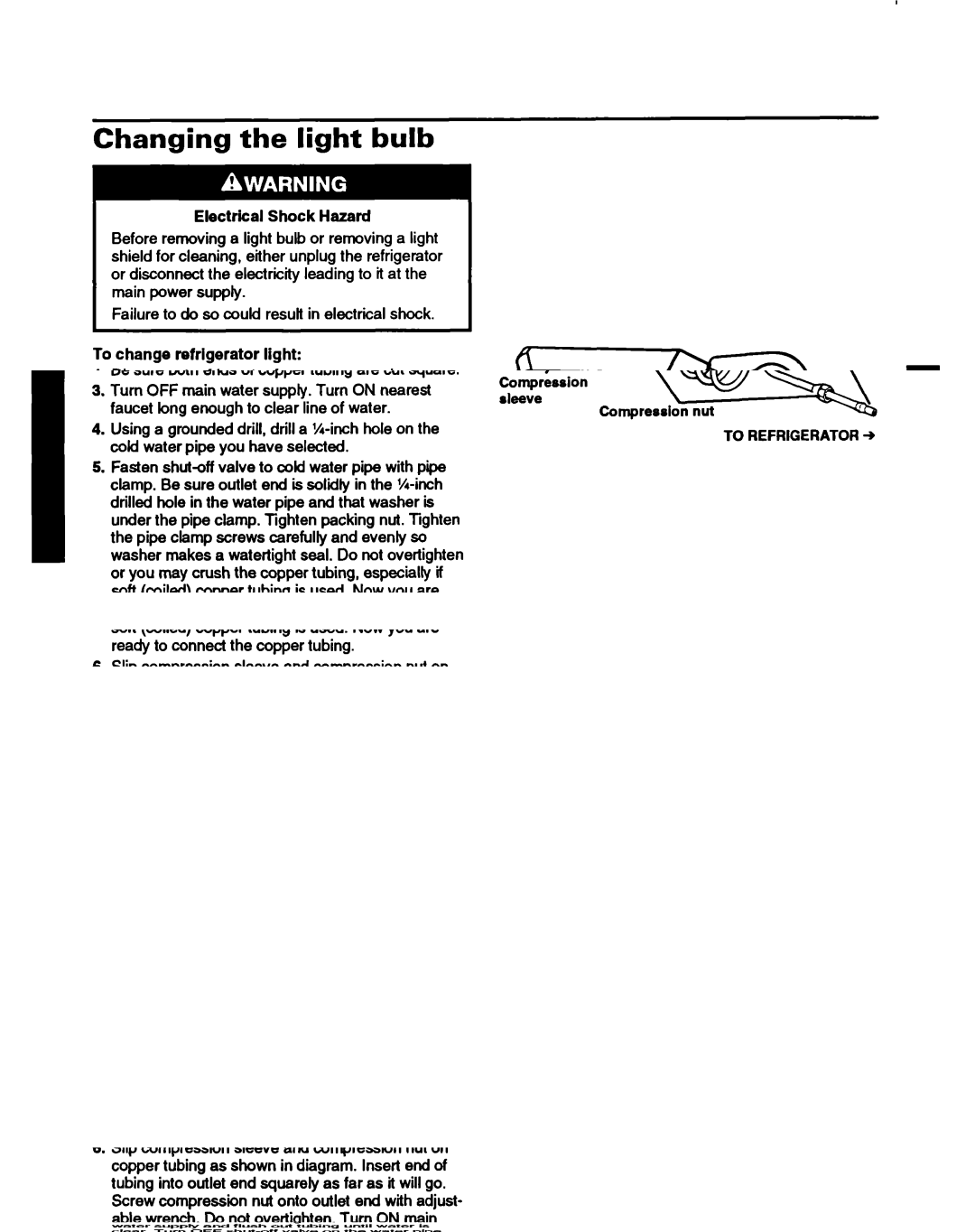 Whirlpool ET14HJXDN01 manual Changing the light bulb, To change refrigerator light 