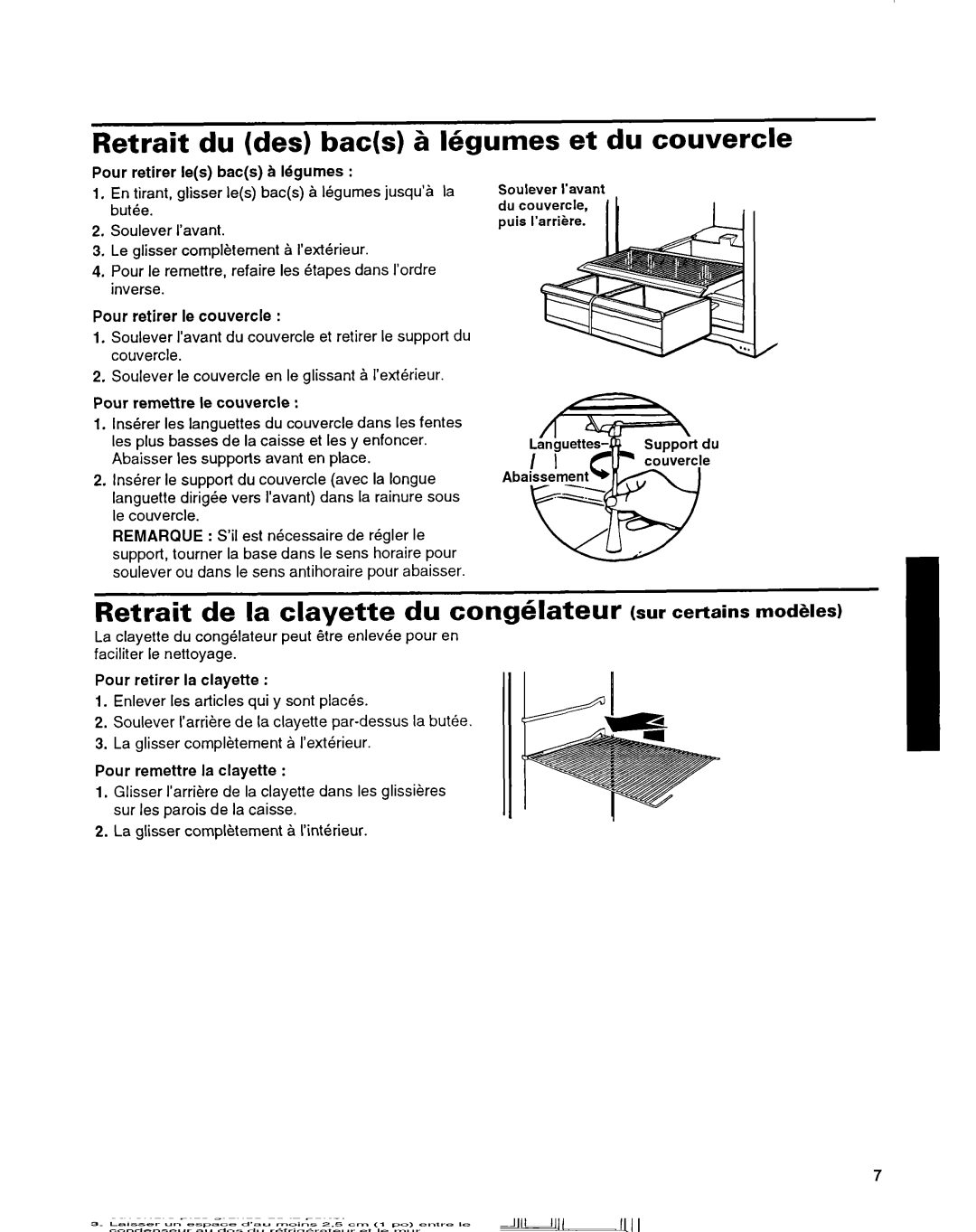 Whirlpool ET14HJXDN01 manual Retrait du des bats ZI legumes et 