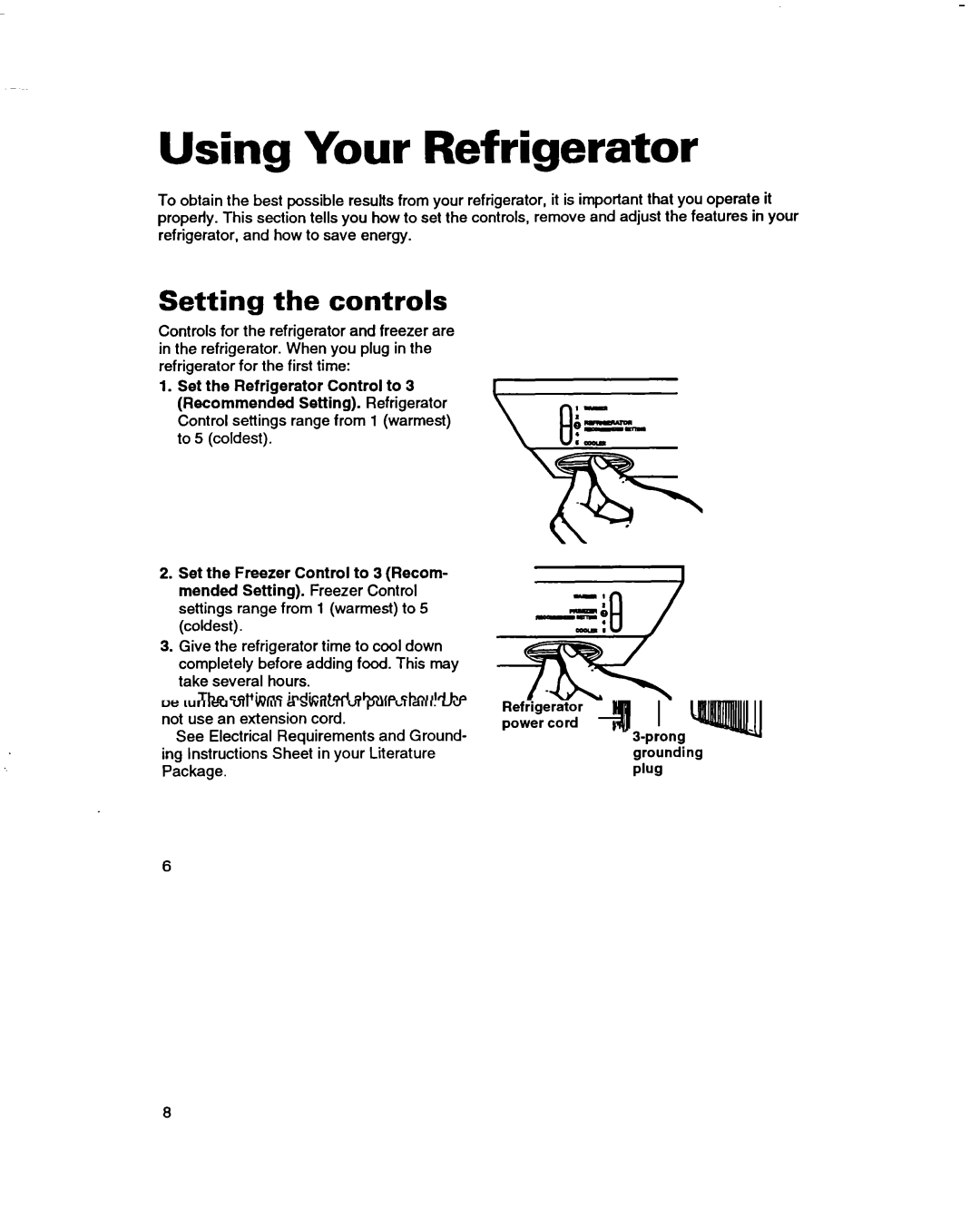 Whirlpool ET14JMXBN00 warranty Using Your Refrigerator, Setting the controls 