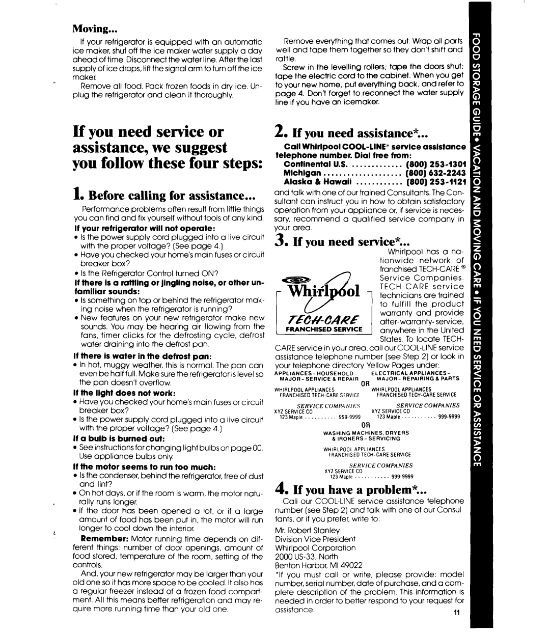 Whirlpool ET16AK manual Before calling for assistance, If you need assistance, If you need service, If you have a problem 