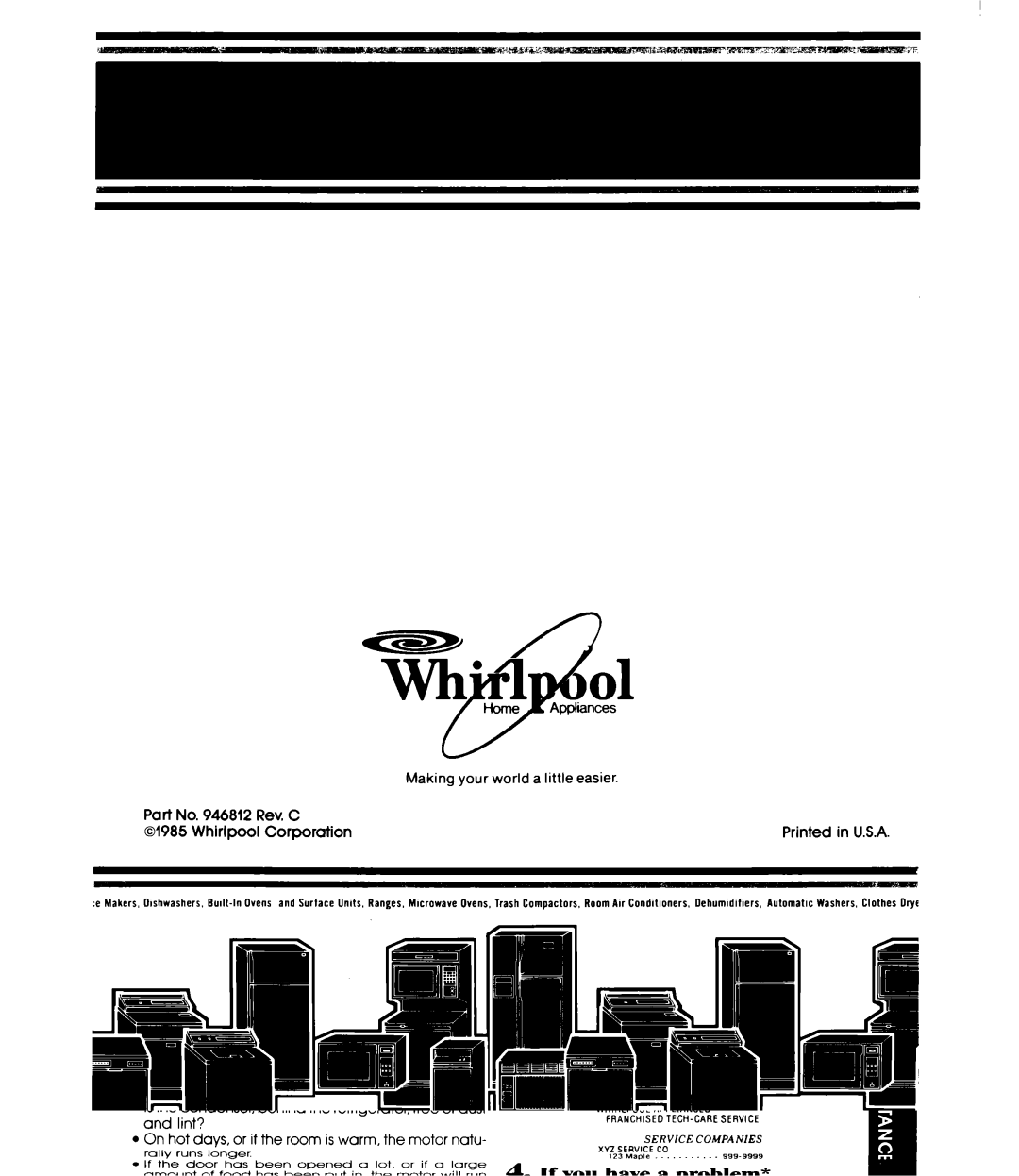 Whirlpool ET16AKXR manual Rev, C, Corporation 