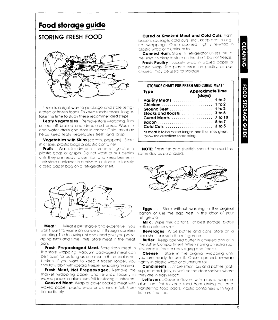 Whirlpool ET16TK manual Storagechartforfreshand Curedmeat 