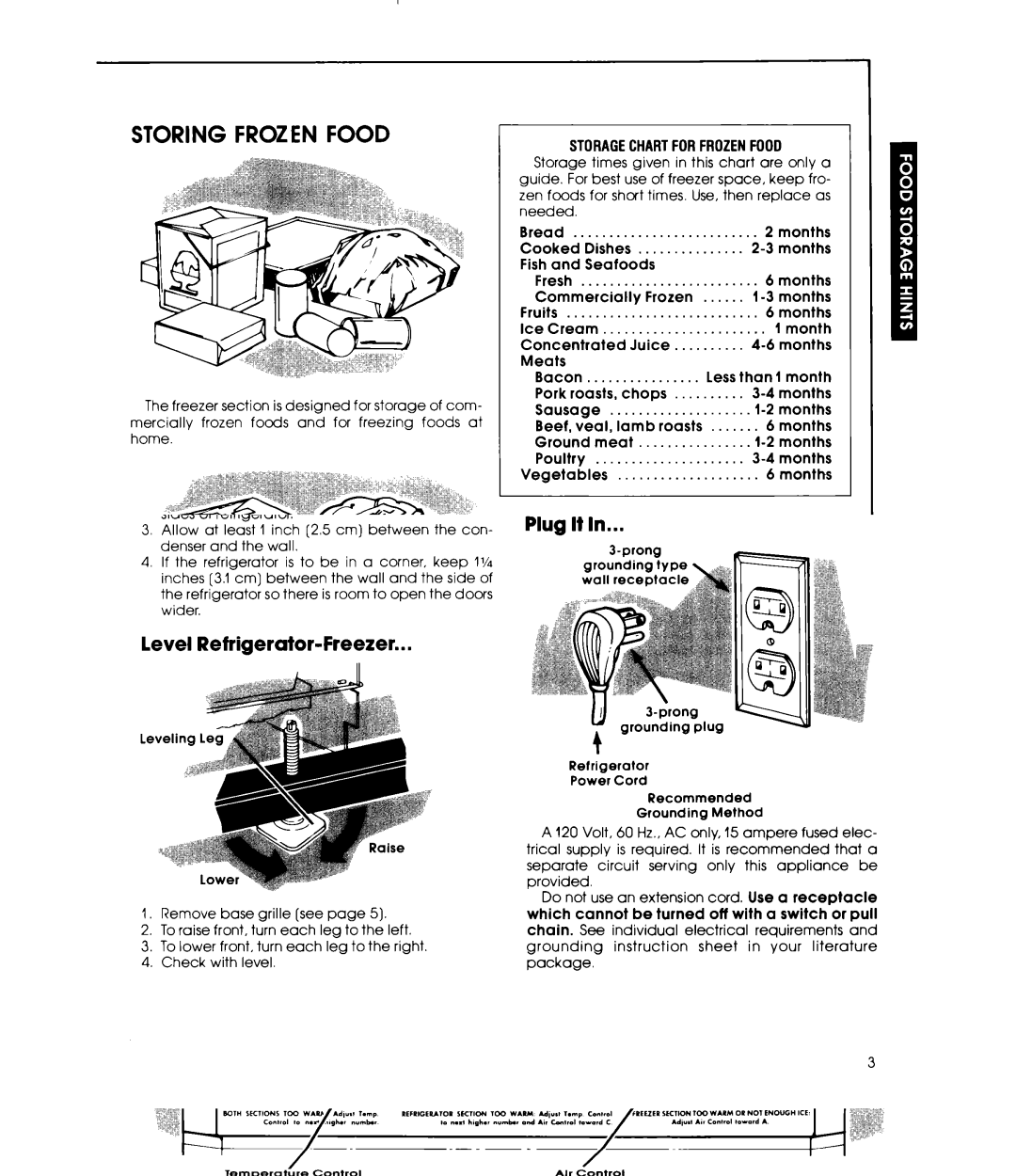 Whirlpool ET17SCXL warranty Storing Frozen Food 