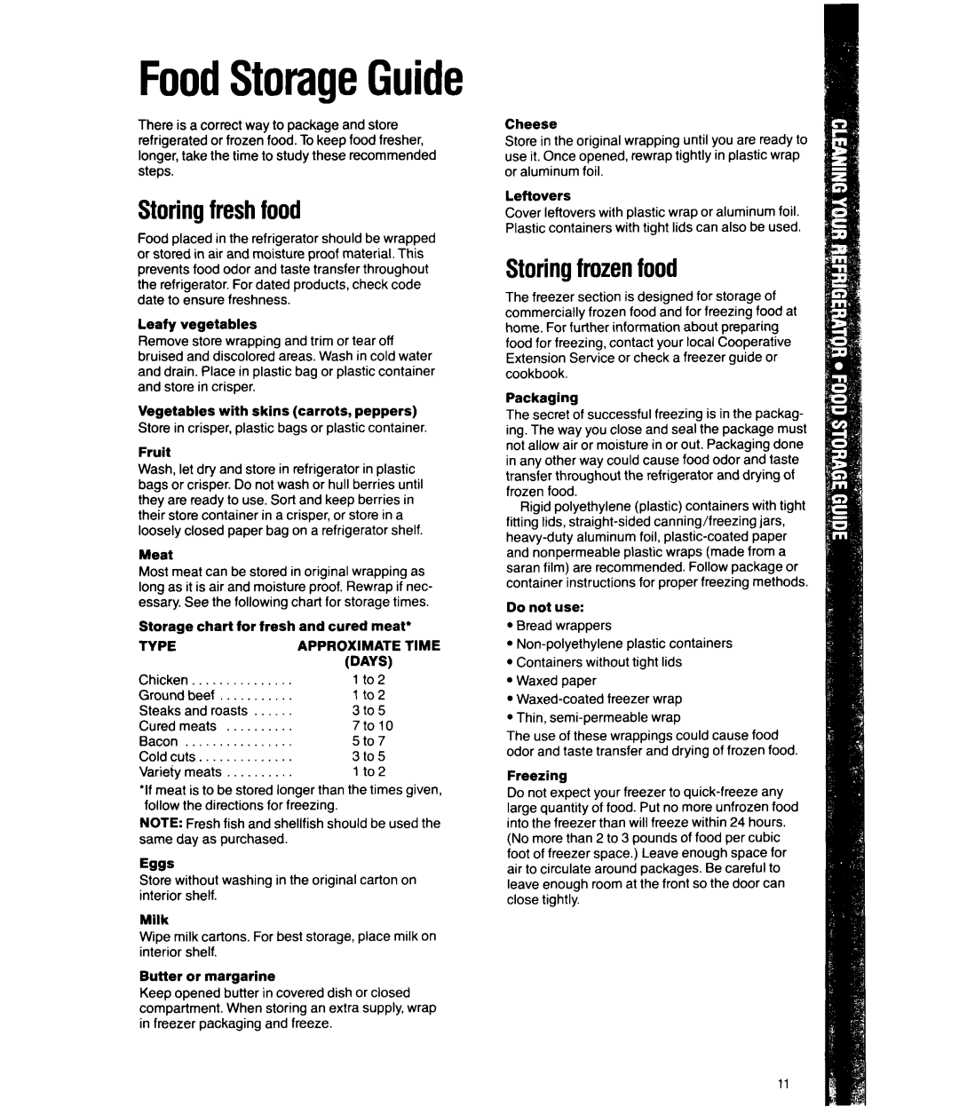 Whirlpool ET180K manual Type Approximate, Days 