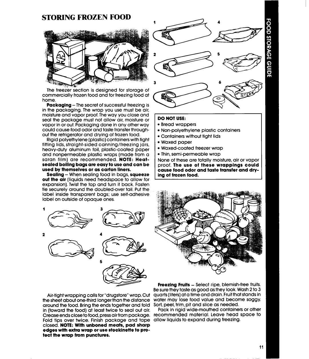 Whirlpool ET18HM manual Storing Frozen Food, Do not USE 