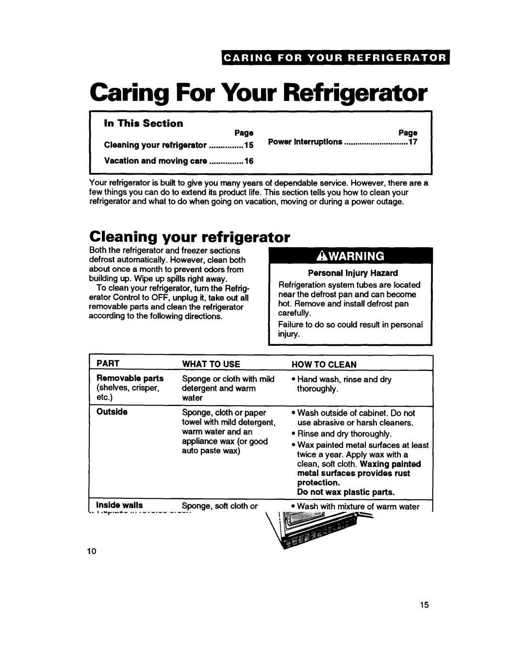 Whirlpool ET18HN warranty Caring For Your Refrigerator, This, Part, What to USE, HOW to Clean 