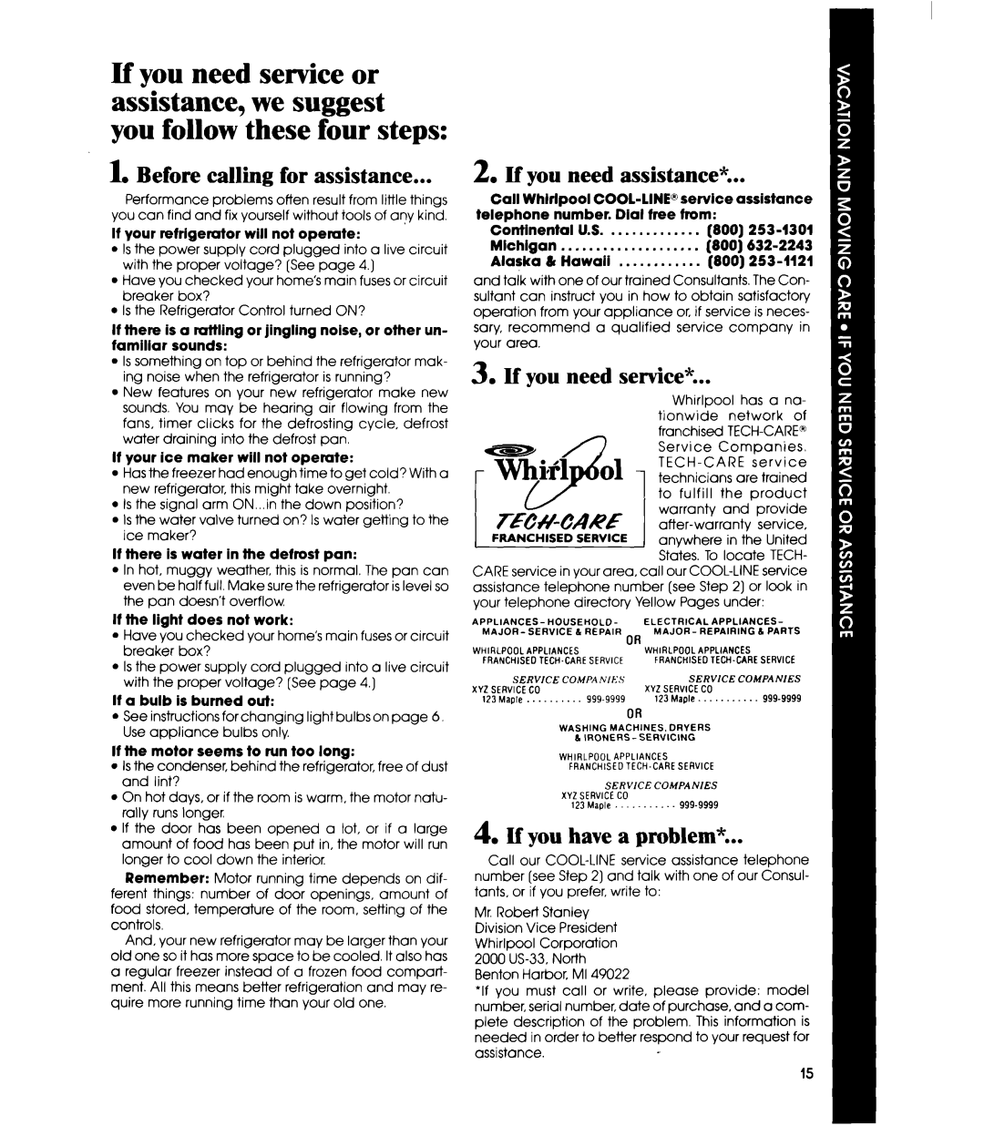 Whirlpool ET18MK If your refrigerator will not opemte, If your ice maker will not operate, If the light does not work 