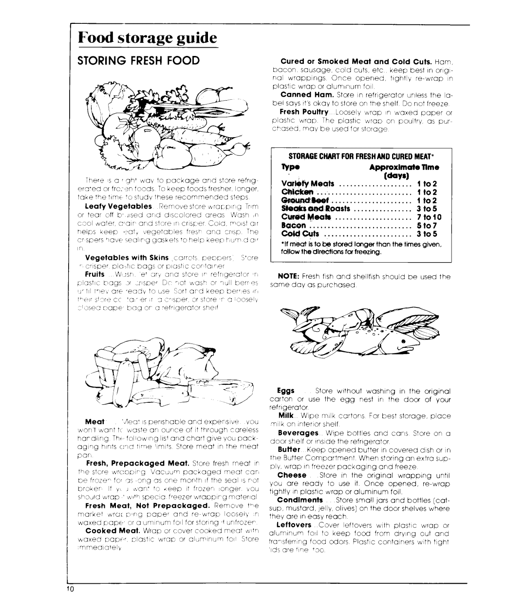 Whirlpool ET19TK manual Food storage guide, Lou 