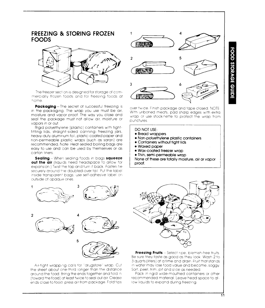 Whirlpool ET19TK manual Freezing & Storing Frozen Foods, Do not USE 