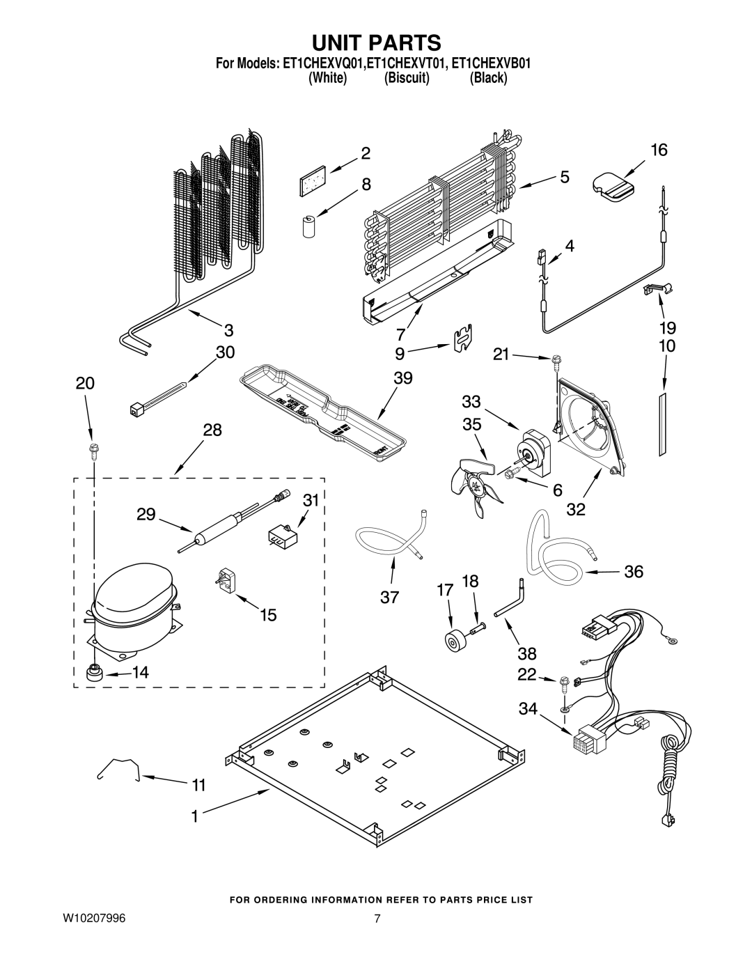 Whirlpool ET1CHEXVB01, ET1CHEXVQ01, ET1CHEXVT01 manual Unit Parts 