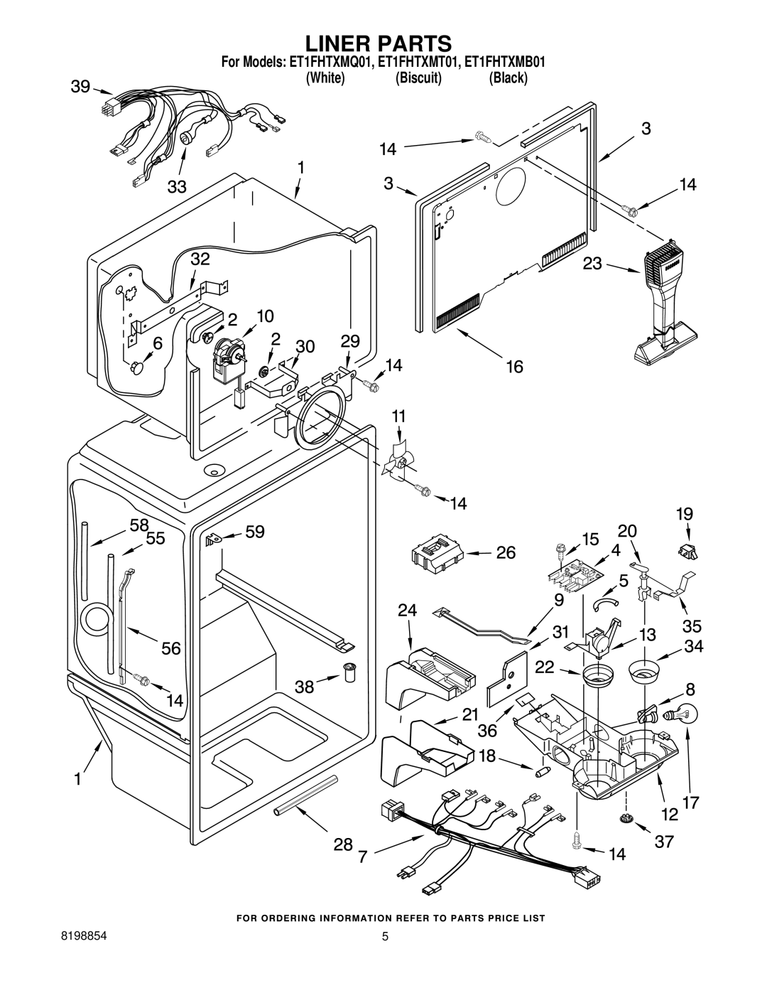 Whirlpool ET1FHTXMQ01, ET1FHTXMB01, ET1FHTXMT01 manual Liner Parts 