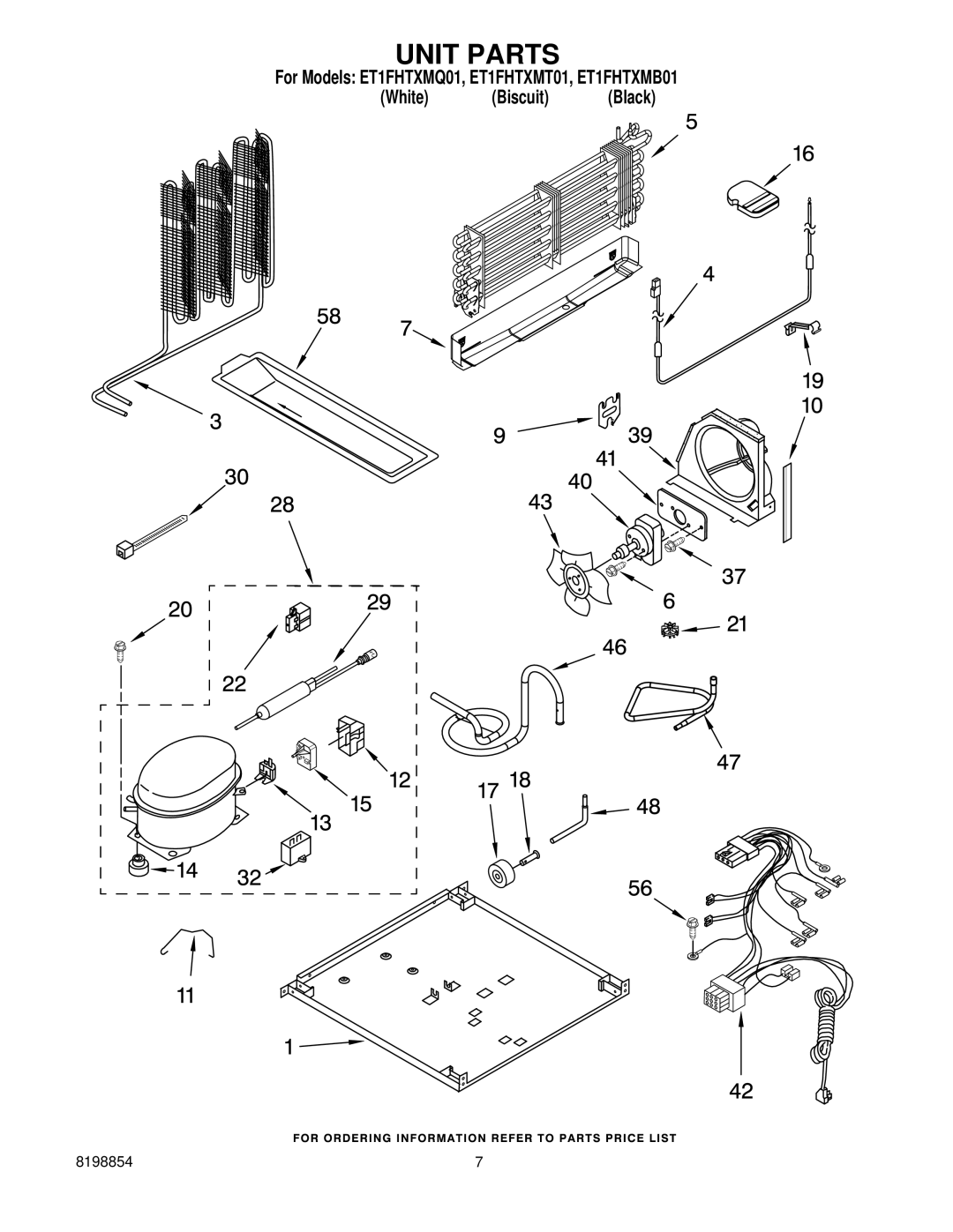 Whirlpool ET1FHTXMT01, ET1FHTXMB01, ET1FHTXMQ01 manual Unit Parts 