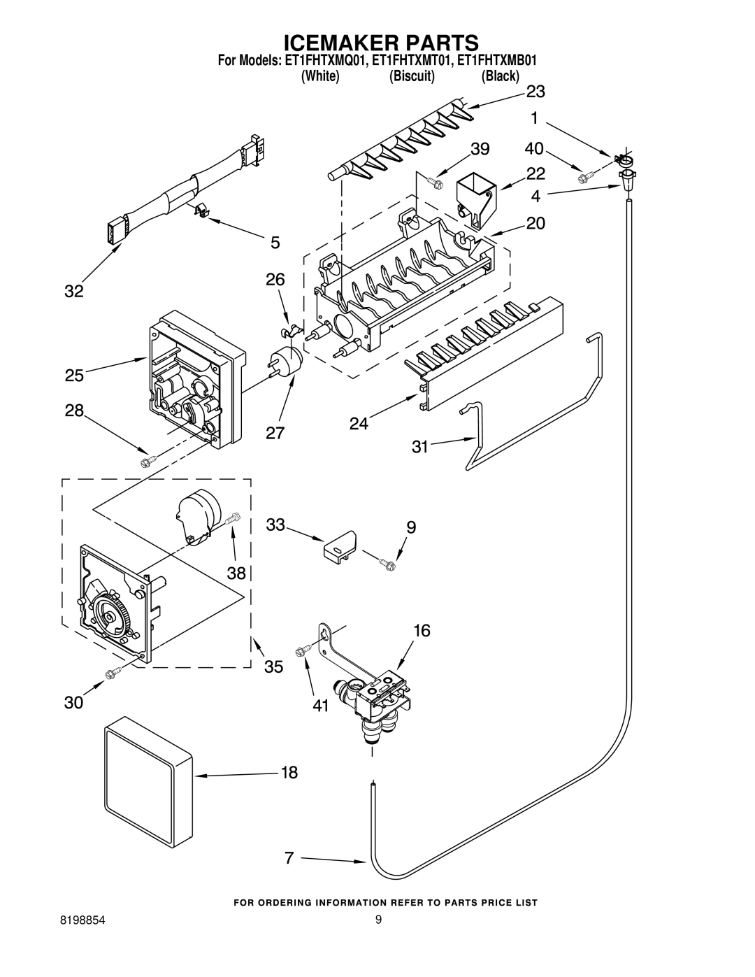 Whirlpool ET1FHTXMB01, ET1FHTXMT01, ET1FHTXMQ01 manual Icemaker Parts 