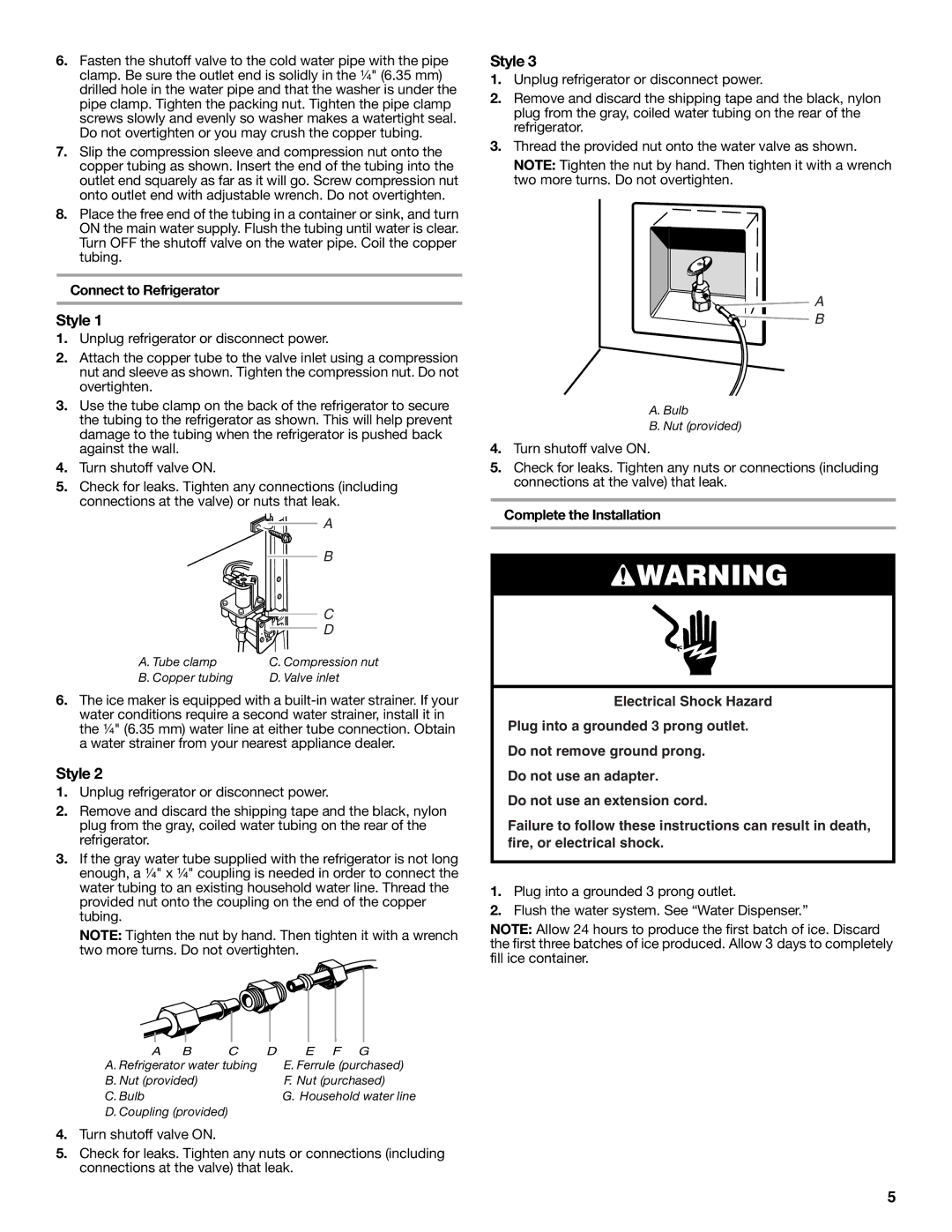 Whirlpool ET2AHTXMQ02, ET1FHTXMB01, ET2AHTXMT02, ET2AHTXMT00, ET2AHTXMT01, ET2AHTXMQ00 warranty Style, Connect to Refrigerator 